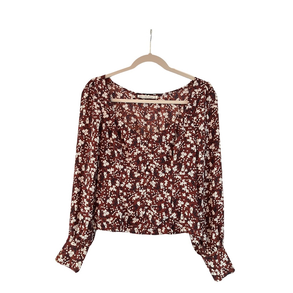 Abercrombie & Fitch Floral Blouse - Maroon and White